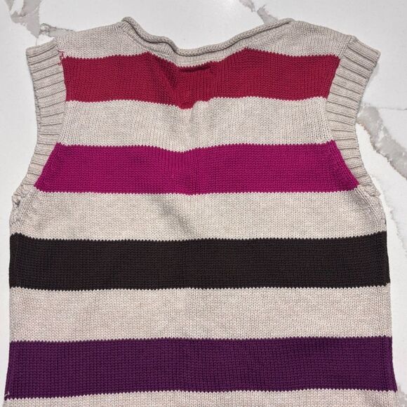 Old Navy | Girls Tan Red Pink Brown Striped Sleeveless Knit Sweater Dress Size S - Picture 8 of 14